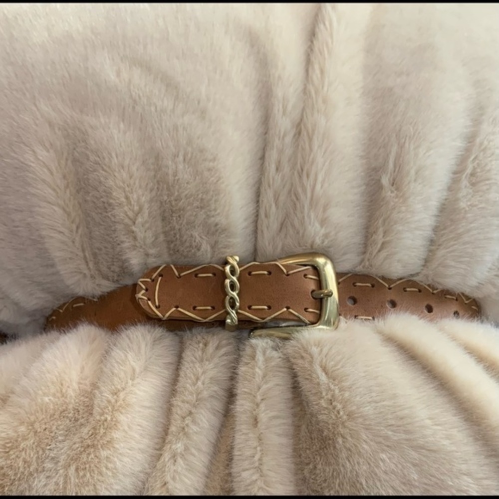 Genuine leather Carmel belt side stitched size Small Made in India‎